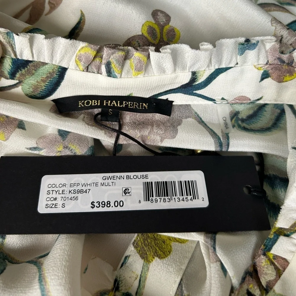 NWT $398. Kobi Halperin Gwenn Silk Floral Ruffle Blouse Size S - Picture 6 of 8
